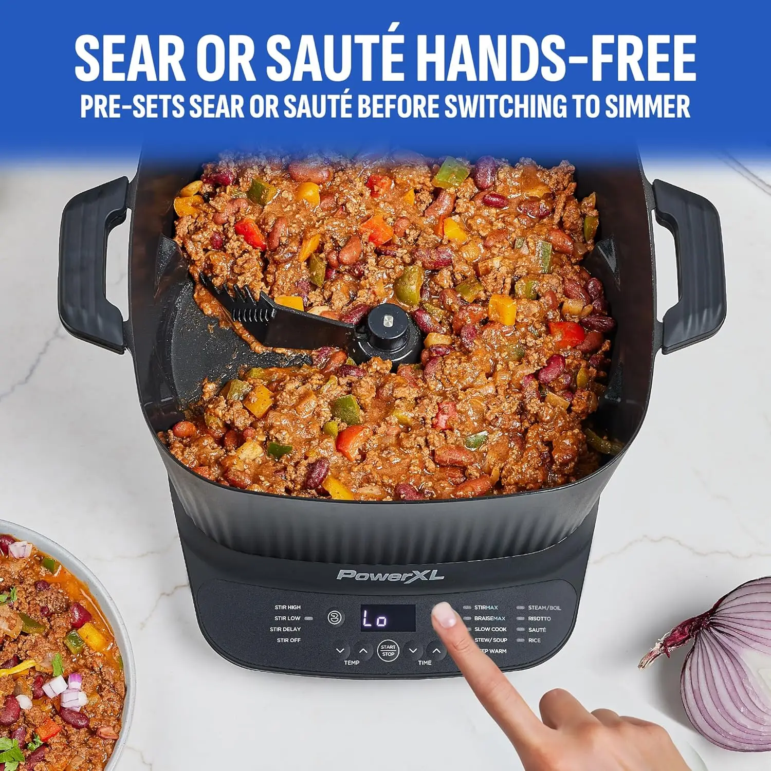 7.5 Quart Digital Multi-Cooker with Automatic Paddle to Stir and Shred, 9 in 1 programmable presets to Sauté, Sear,