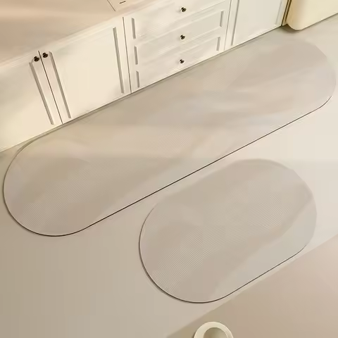 Kitchen Carpet PVC Waterproof Oil-proof Wash-free Wipeable Easy-to-care Floor Mat Oval Long Strip Soft Leather Non-slip Area Rug