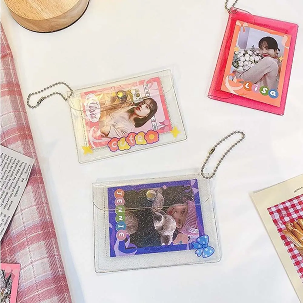 

Transparent Simple Key ring Photo Organizer Waterproof Card Storage Bag Keychain Photo Card Holder Small Wallet Coin purse