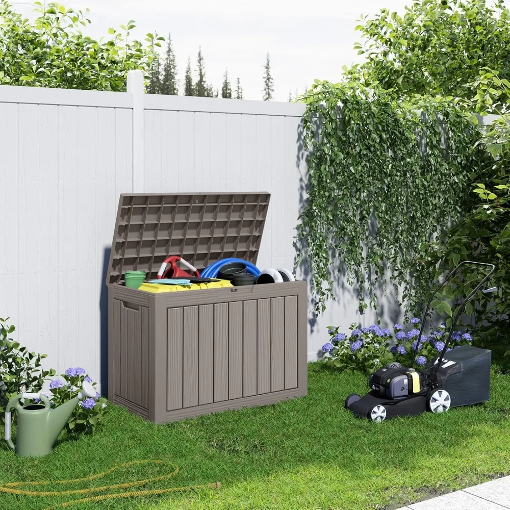 Outdoor Storage Housing Deck Box - Waterproof Patio Furniture, Garden Tools, Cushions, Pool Accessories Storage Bench