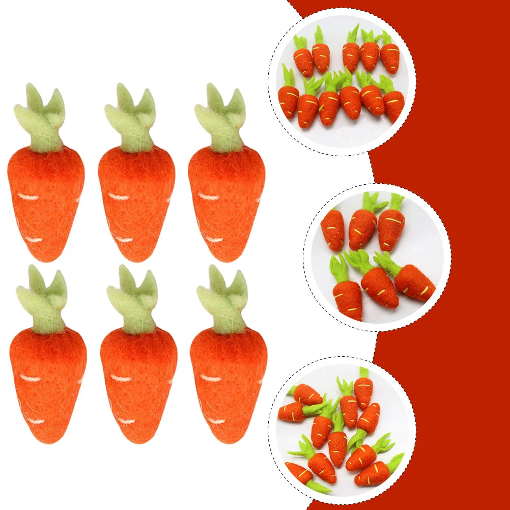 5 Pcs Felted Radish Brooch DIY Carrot Wool Decor of The Lid Basket Craft Decorative Charms Hairpin Accessories Supplies