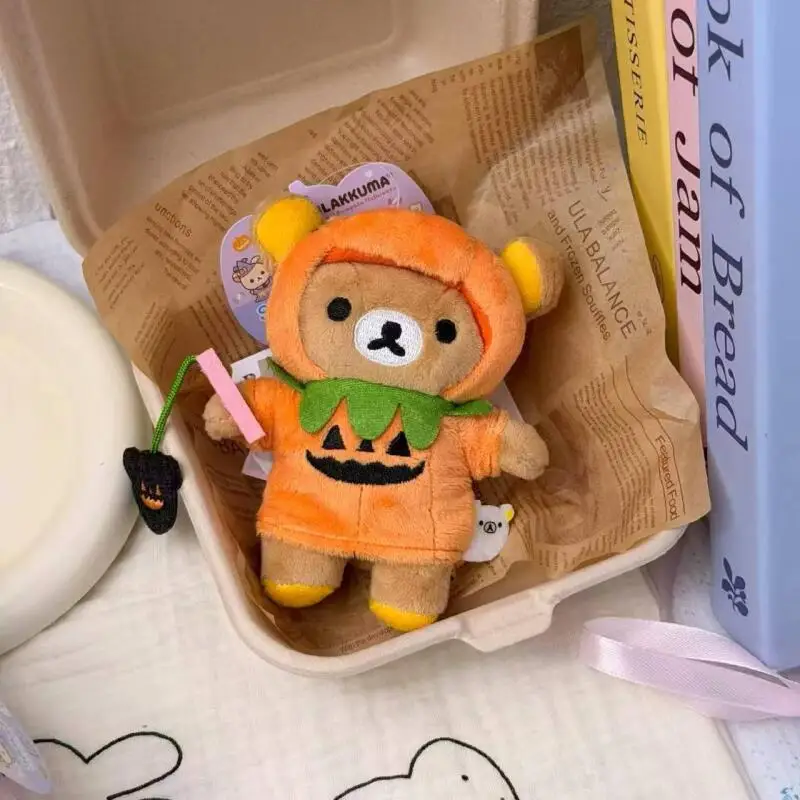Kawaii Halloween Rilakkuma Kiiroitori jouets en peluche porte-clés créatif dessin animé citrouille chariot sac à dos pendentif amis cadeaux de vacances
