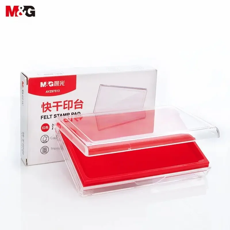 

M&G 138*88mm Transparent Shell Square Quick-Drying Ink Pad Financial Special Office Supplies Red