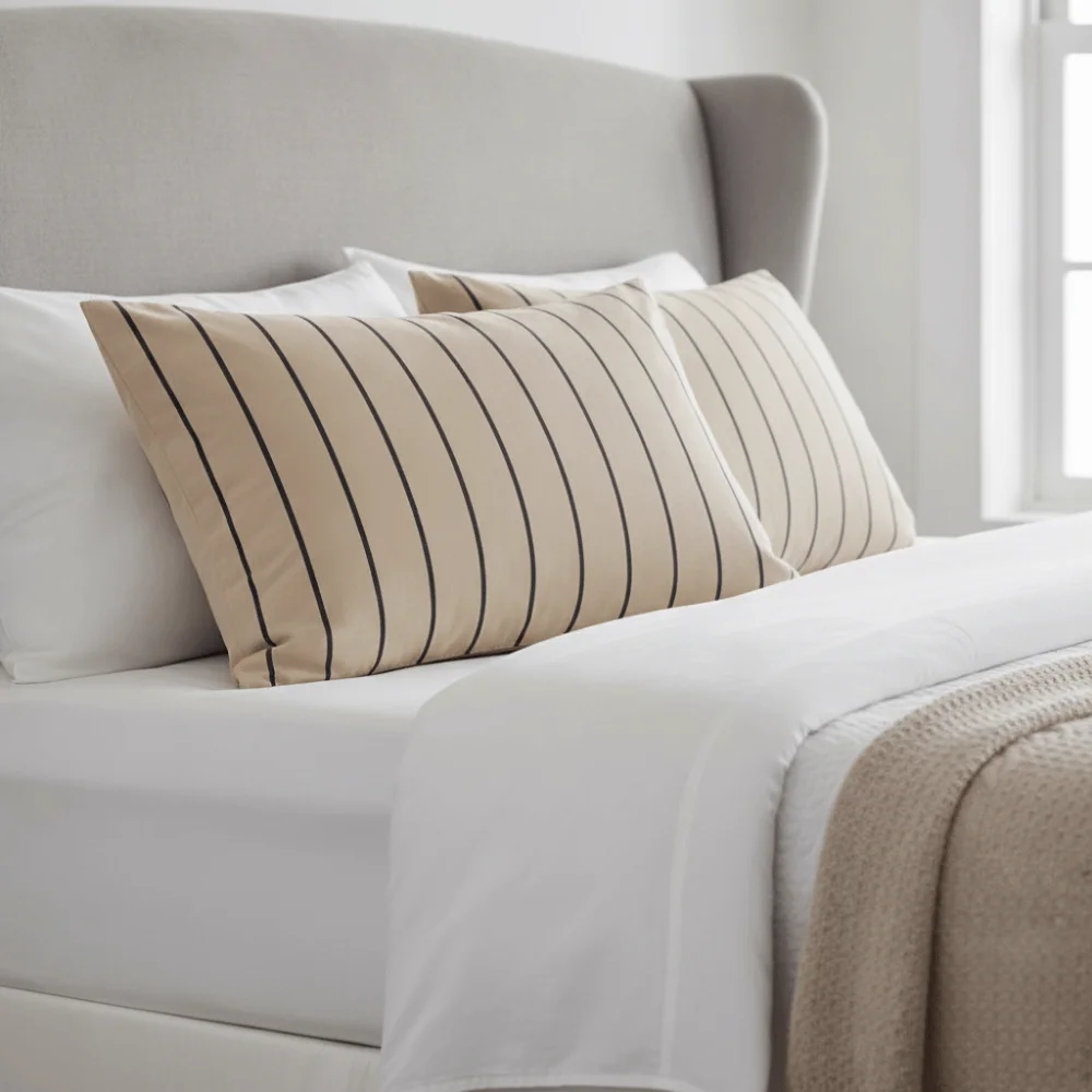Cotton Stripe Pattern Single Pillowcase Envelope Opening Design Washable Student Pillowcase Skin-friendly Rectangle