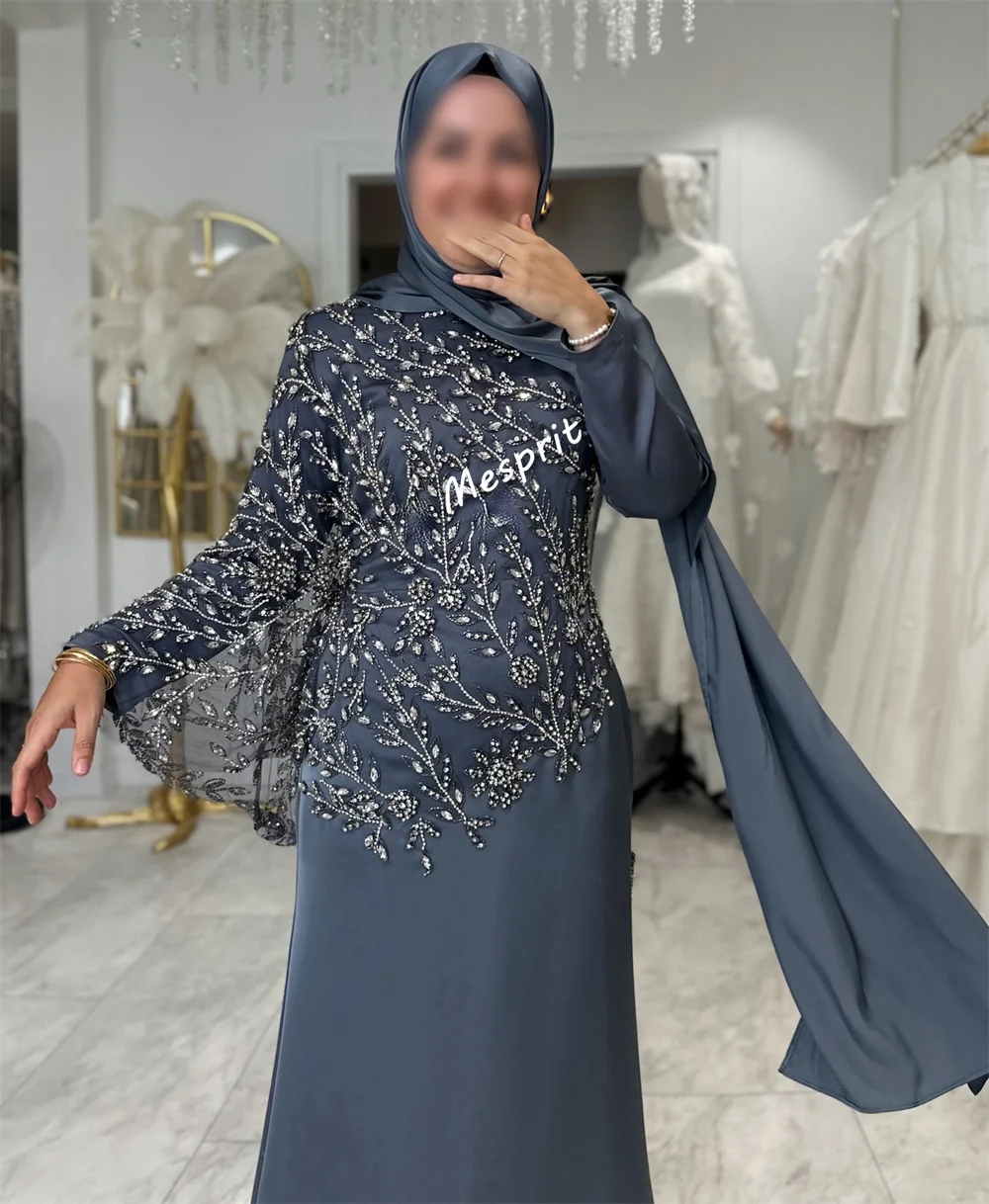 Maßgeschneiderte Charmeuse Strass Trompete Lange Kleider Maßgeschneiderte Anlässe Klassisch Hochwertiger Luxus Abend Frau Elegante Party