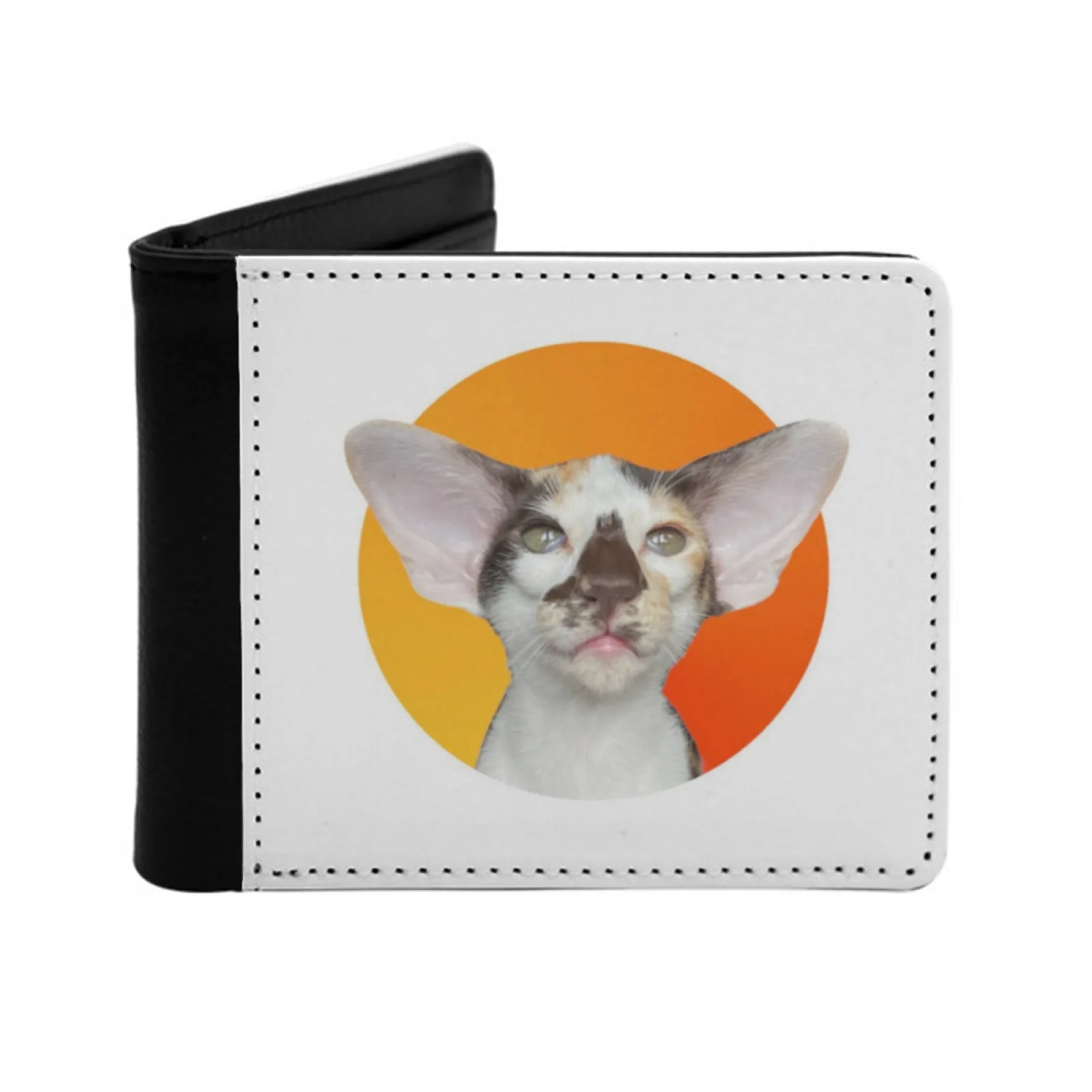 

Belle Short Men's Wallets Credit Card Holder Retro Wallet Male Pu Leather Wallet Shorthair Cat Cute Kitten Calico Hannazgreat