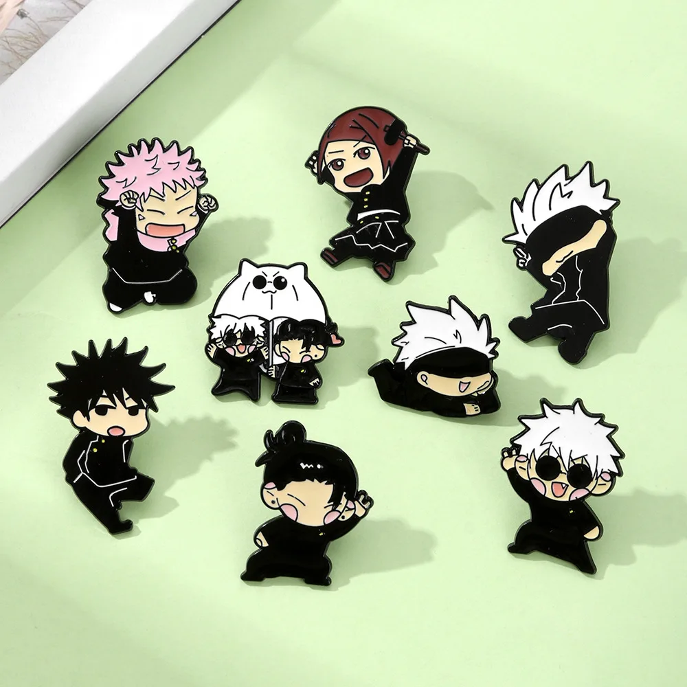 8pcs Anime Itadori Yuji Enamel Pins Set Cartoon Gojo Satoru Brooch Creative Metal Badge Jewelry For Hats Backpack Friens Gift
