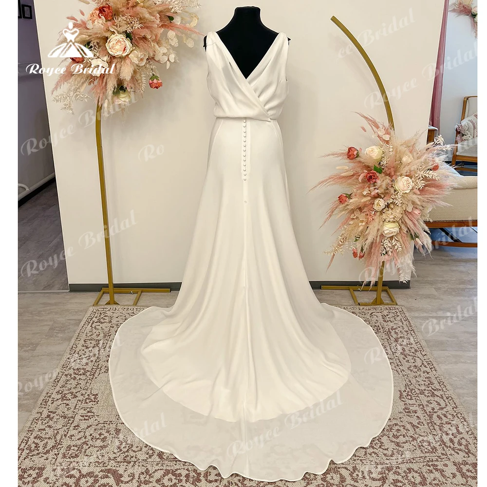 Roycebridal Boho Wedding Dress Chiffon A Line Bridal Wedding Gowns Floor-Length Bridal Gown vestido para boda playa Sexy