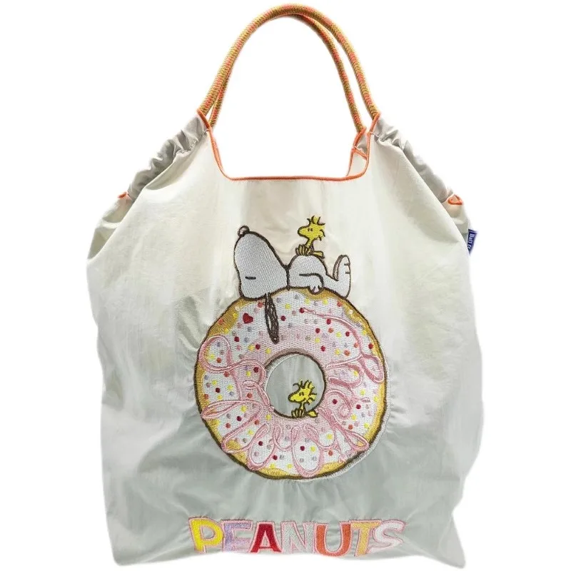 Ballchain Eco-friendly Shopping Bag Snoopy Donut Embroidery Large Capacity Casual Bag Men and Women Same Style Shoulder Bag