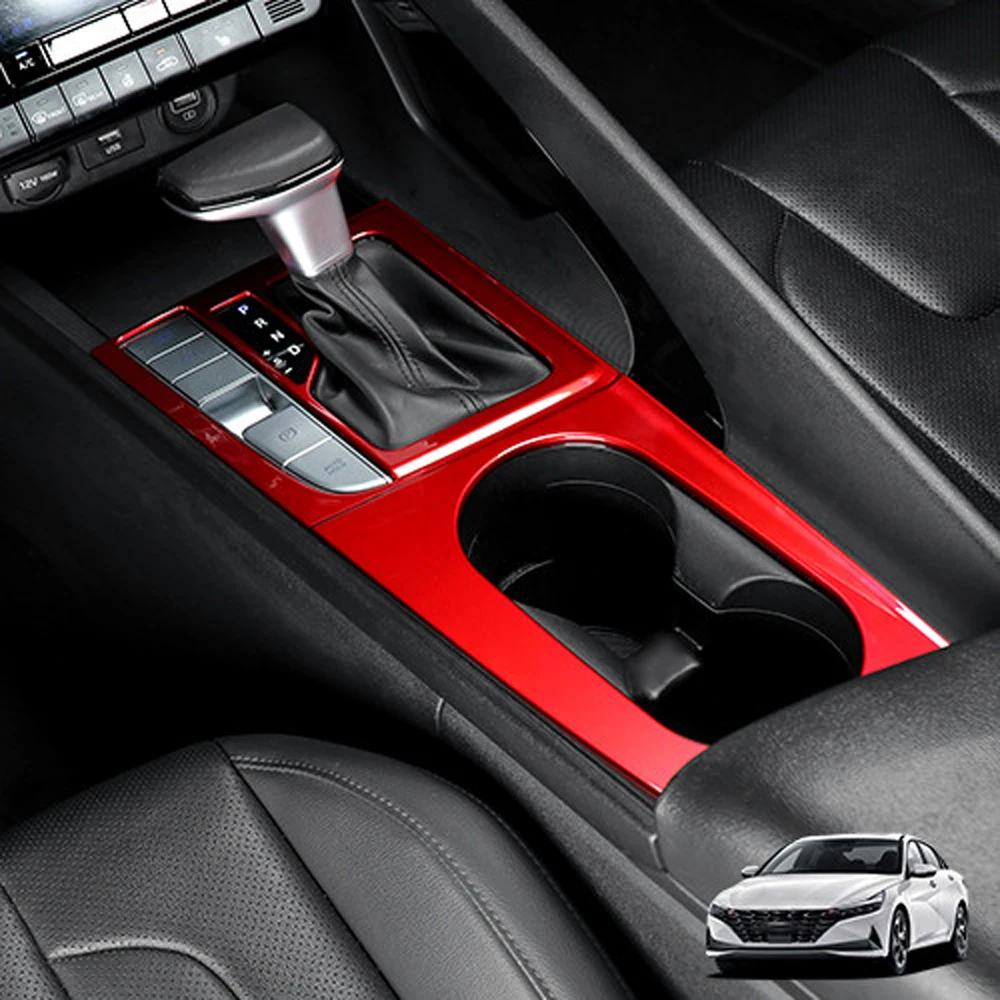 

LHD Red Center Central Cover Gear Shift Water Cup Holder Panel Trim Cover For Hyundai Elantra CN7 2020-2023