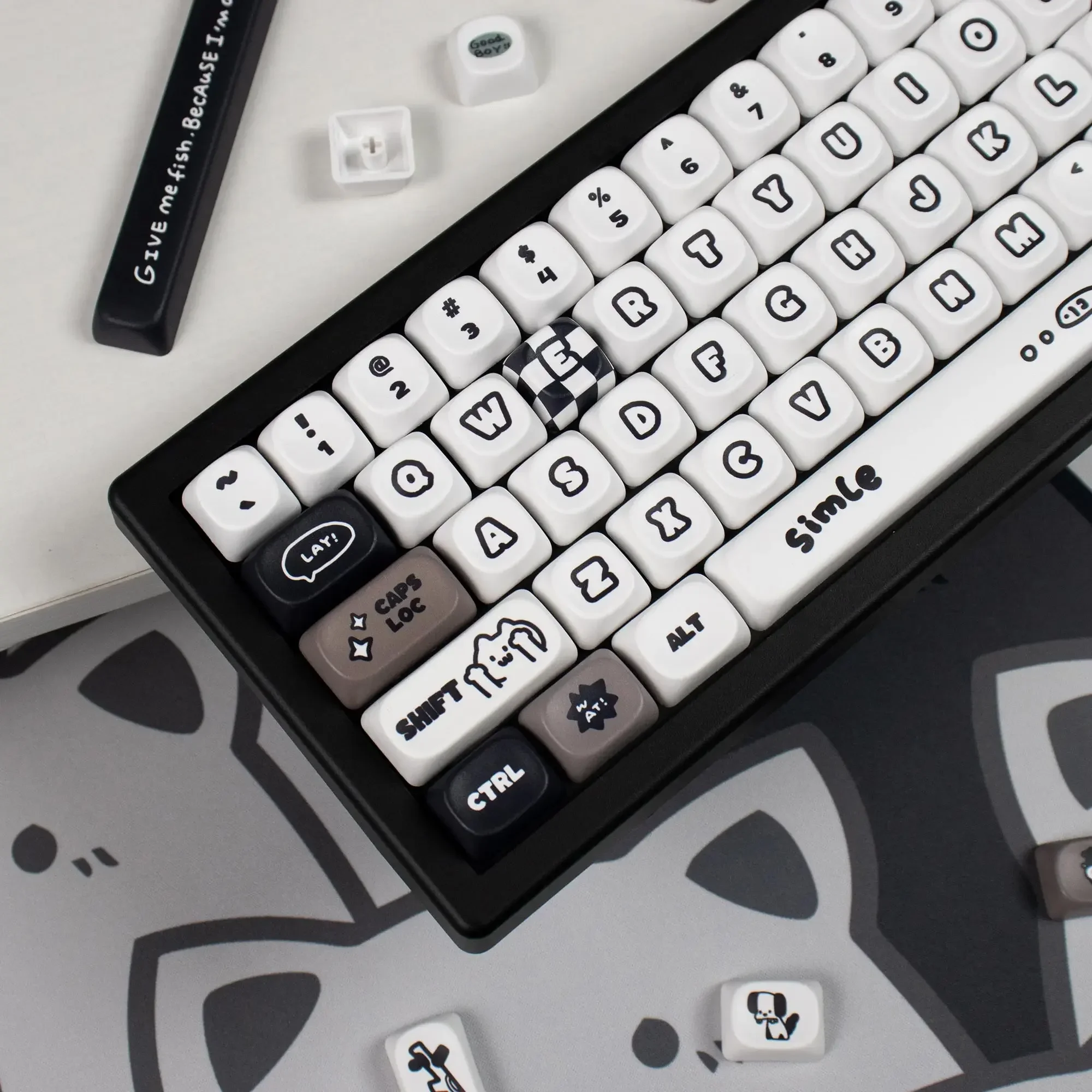 

Персонализированные колпачки для клавиш с милыми кошками и щенками, MOA, высота PBT, термосублимация, полный набор колпачков для механической клавиатуры 64/104/108