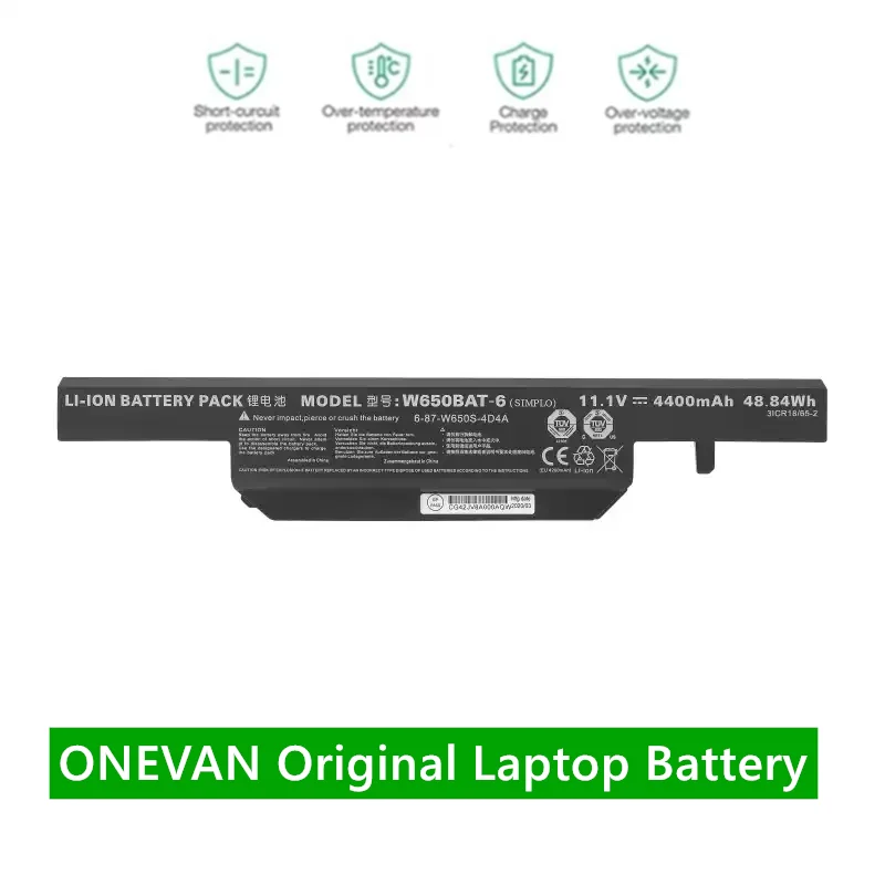 ONEVAN W650BAT-6 Laptop Battery Replacement for Clevo W650SH W650SJ, Hasee K610C K650D, Machenike M510A, Shinelon A410L