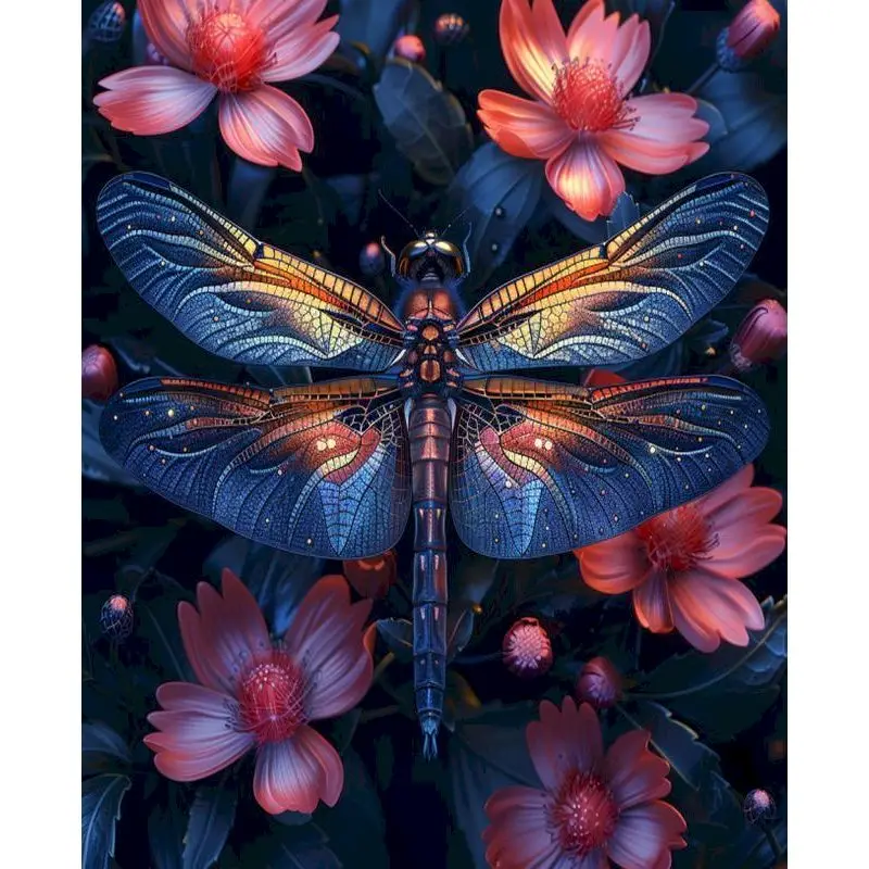 GATYZTORY Colorful Dragonfly DIY Painting By Numbers Abstract Modern Wall Art Picture Kits Coloring Painting By Numbers For Home