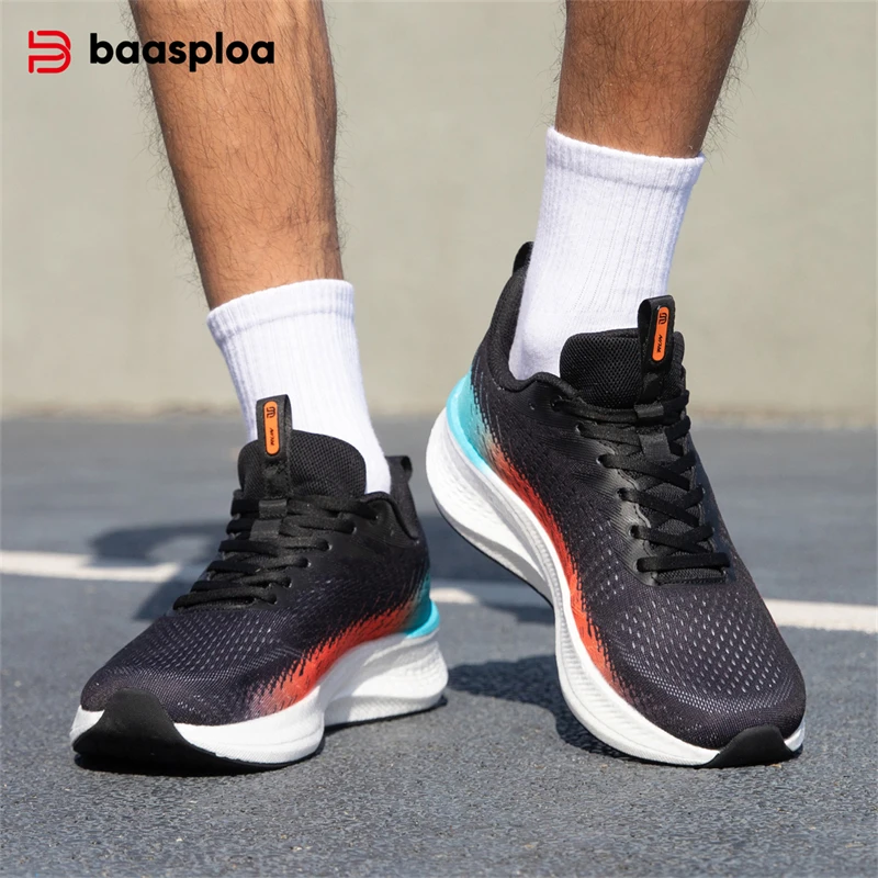 Baasploa Men Professional Running Shoes Casual Lightweight Breathable Carbon Plate Sneakers Male Outdoor Non-slip Sports Shoes