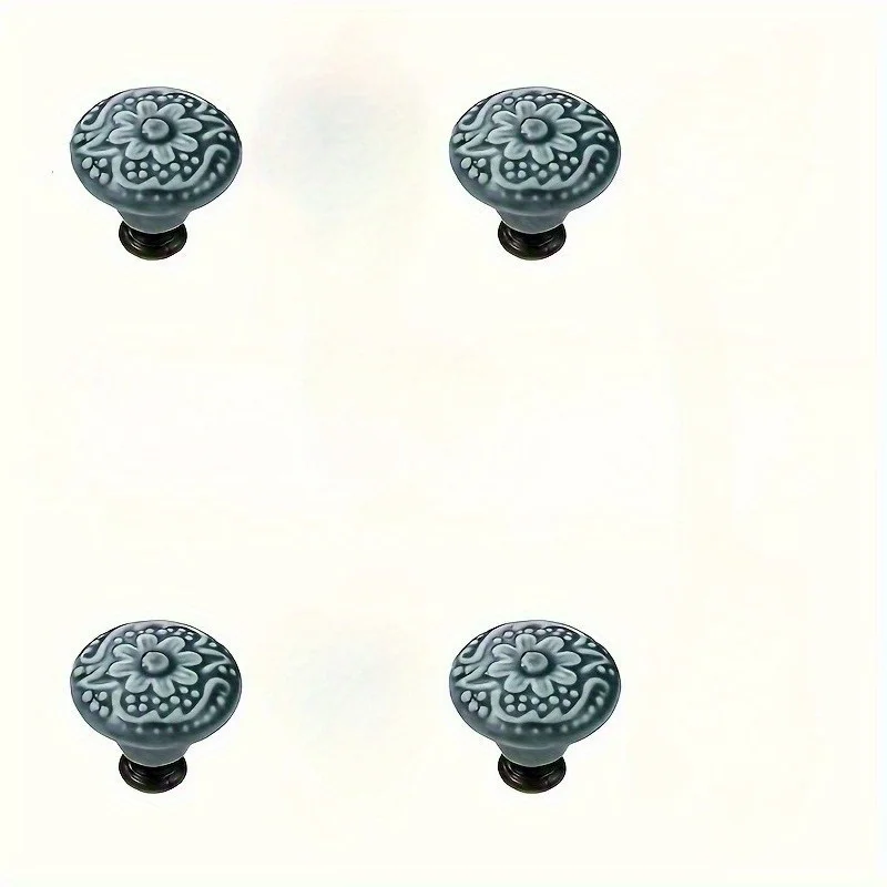 4Pcs Premium Green Ceramic Drawer Handles - Cabinet, Closet, Bathroom Door & Vanity Hardware Accessories