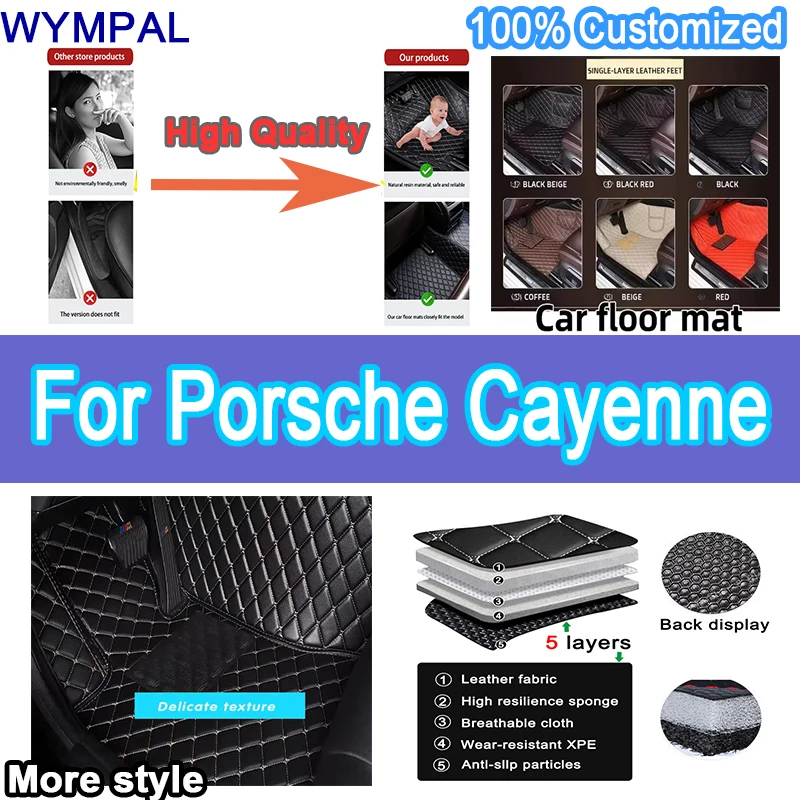 

Luxury Car floor mats for Porsche Cayenne 2018 2019 20 2021 2022 Custom auto foot Pads automobile carpet cover interior accessor