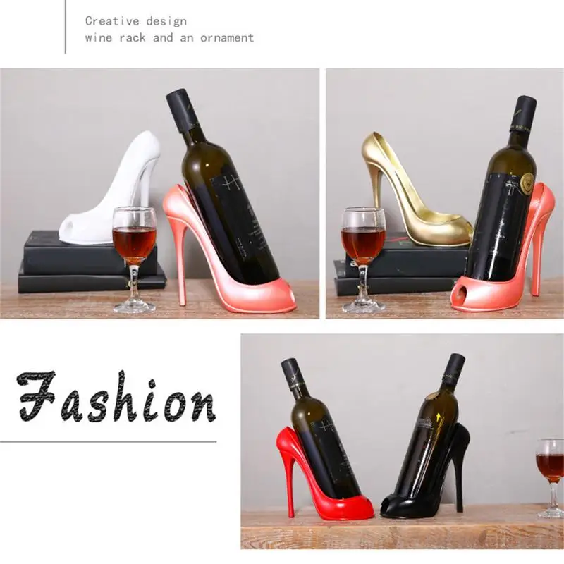 

High Heel Shoe Wine Bottle Holder Stylish Wine Rack Basket Accessories High-Heel Statue Sculptures Gifts Basket Accessories