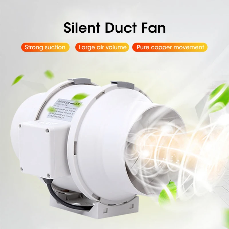 

4 inch 220V Exhaust Fan Home Silent Inline Pipe Duct Fan Bathroom Extractor Ventilation Kitchen Toilet Wall Air Ventilator