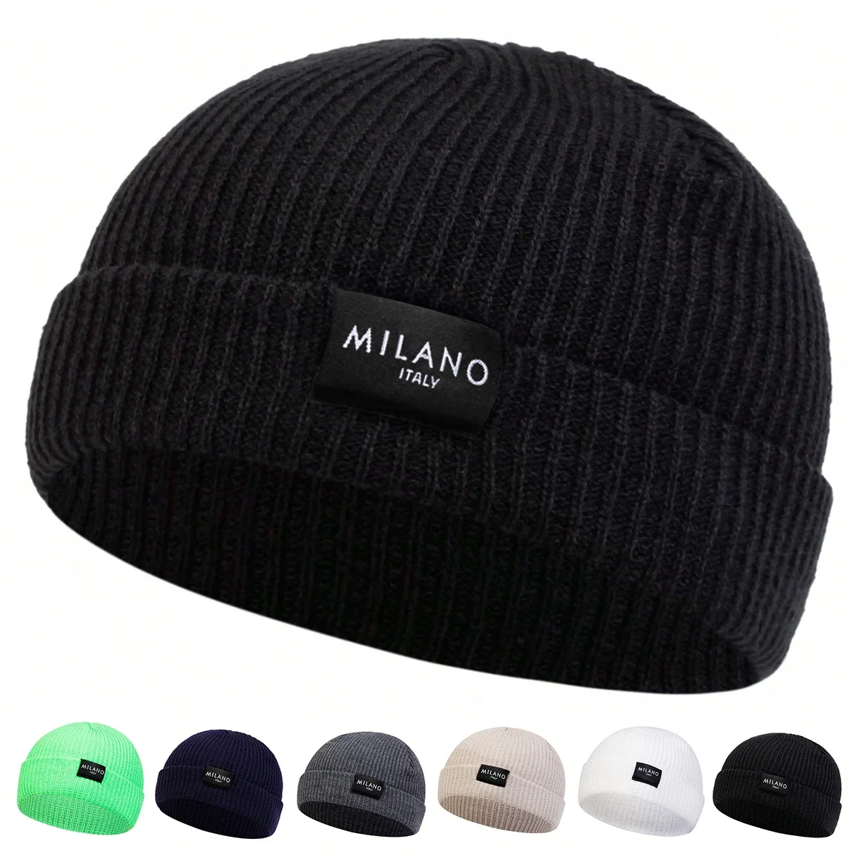 Unisex MILANO Letter Label Beanies Wintermütze, warme Mütze, Hip-Hop-Mütze, Mütze für Damen und Herren