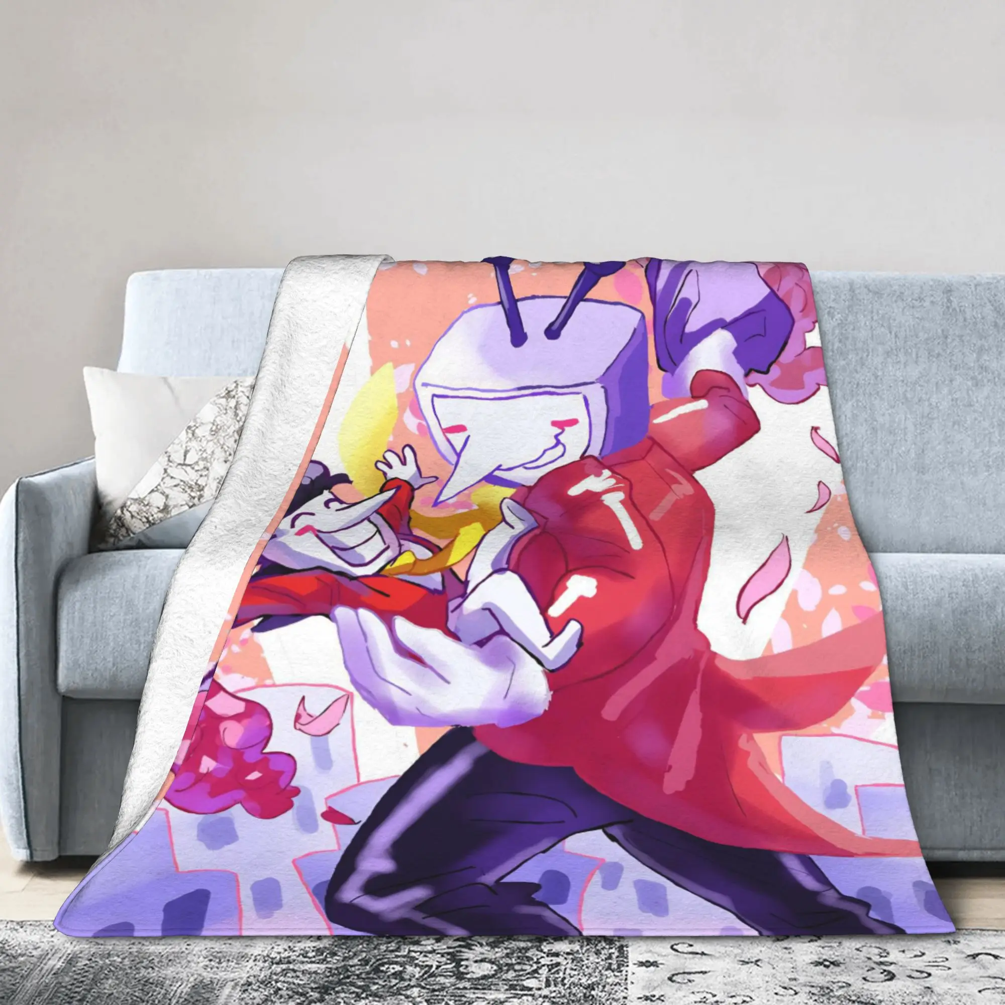 Game Deltarune Tenna TV Flannel Blanket  Funny Throw Blanket for Home Hotel Sofa  150*125cm Plush Thin Quilt
