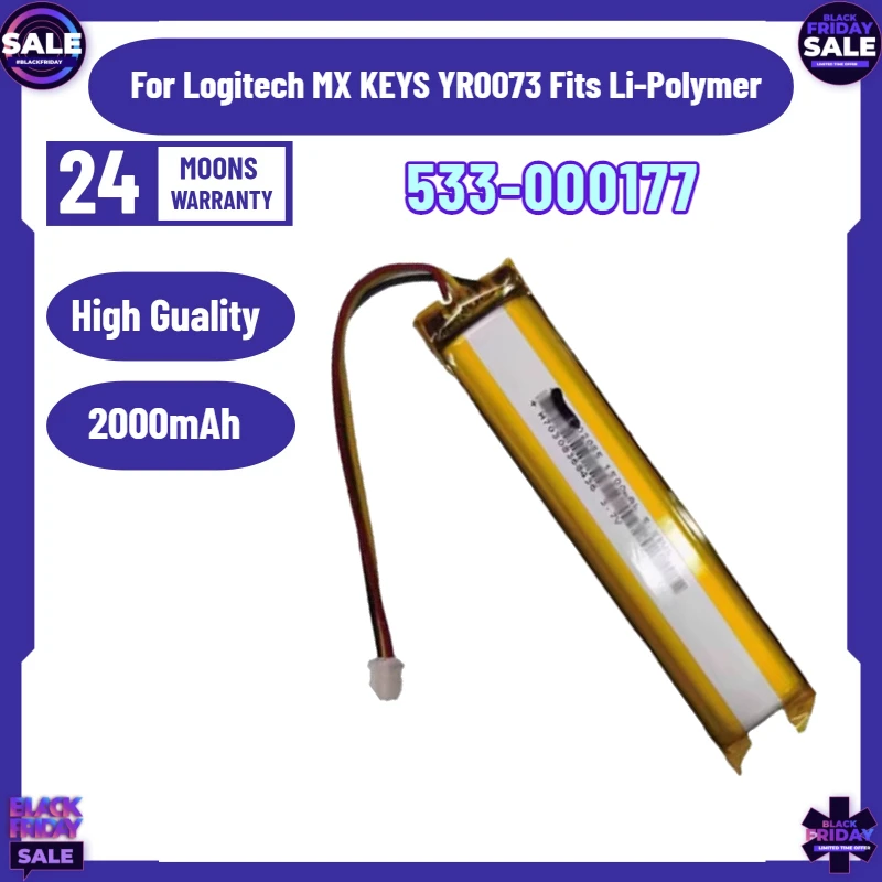 

2000mAh/5.55Wh 533-000177 533000177 High Capacity Battery For Logitech MX KEYS YR0073 Fits Li-Polymer