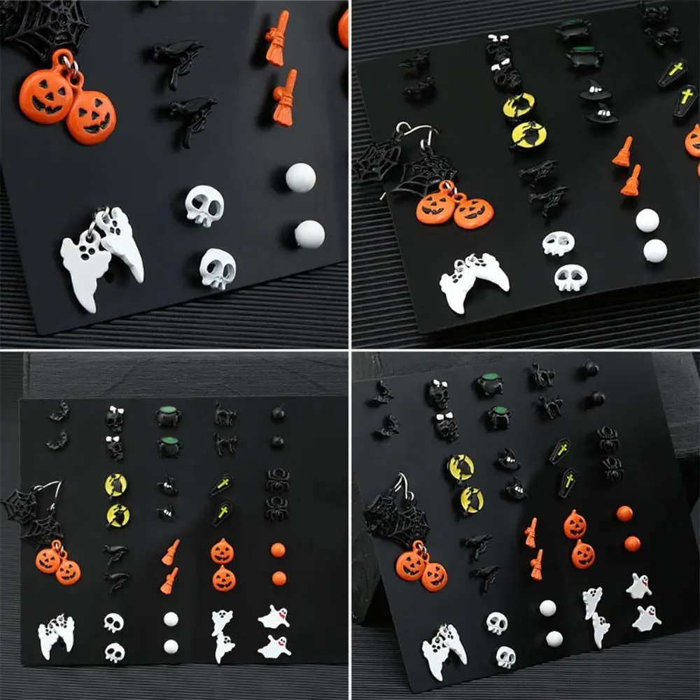 Alloy Fashion Cobweb Ghost Girls Gift Pumpkin Stud Earrings Halloween Ear Stud Party Accessories Ear Jewelry Women's Earrings