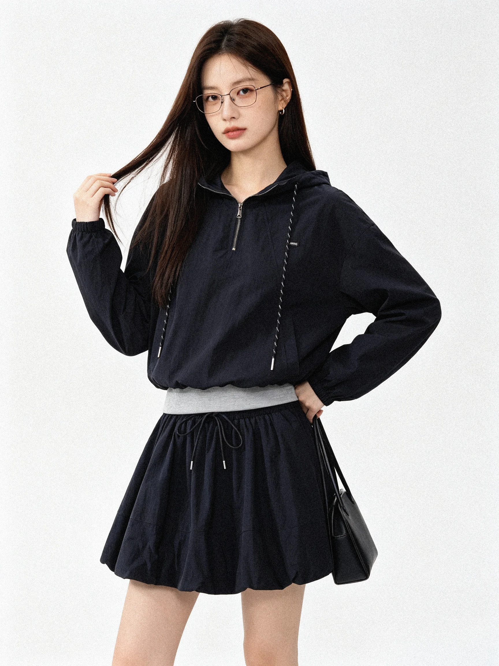 Casual Style Commute Age-Defying High Waist Color Block Set Vintage Early Autumn Short Skirt Breathable Midweight No 
