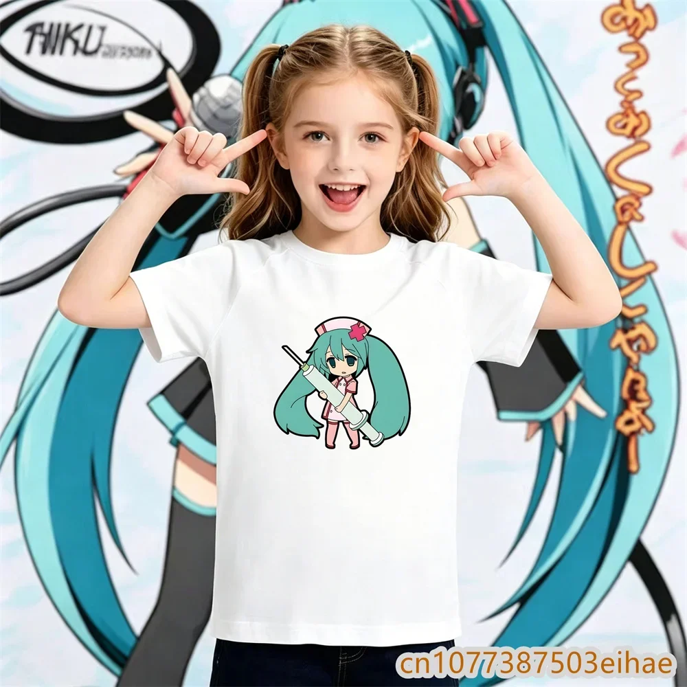 

Hatsune Miku Y2K Retro Tee Loose Printed Short Sleeve Shirt Unisex Children Sportswear Stylish Daily Outfit For Boys Girls