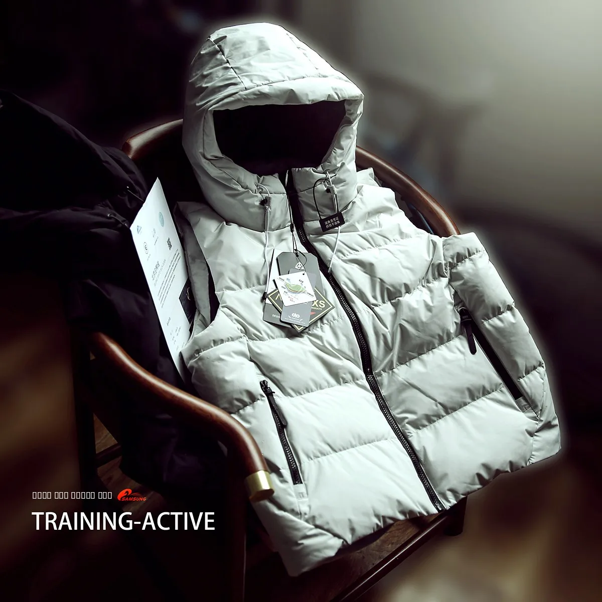 

Men's Outdoor Hooded down Vest High Fluffy White Du Feather Thermal Reflective New Sle Faionable Urban Winter Jaet