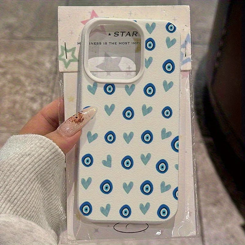 Blue Heart-shaped Eyes Pattern Phone Case for Samsung S26 S25 S24 S23 S22 S21 S20 Note20 Ultra Plus A73 A55 5G Silicone Cover