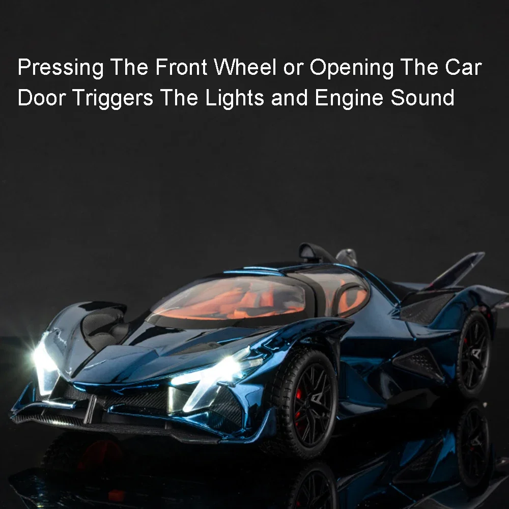 1:24 Apollo EVO IE Supercar Model Zabawka Odlewana ze Stopu Miniatura Samochodu Sportowego Dźwięk Światło Otwierane Drzwi Napęd na Sprężynę dla Dzieci Prezent