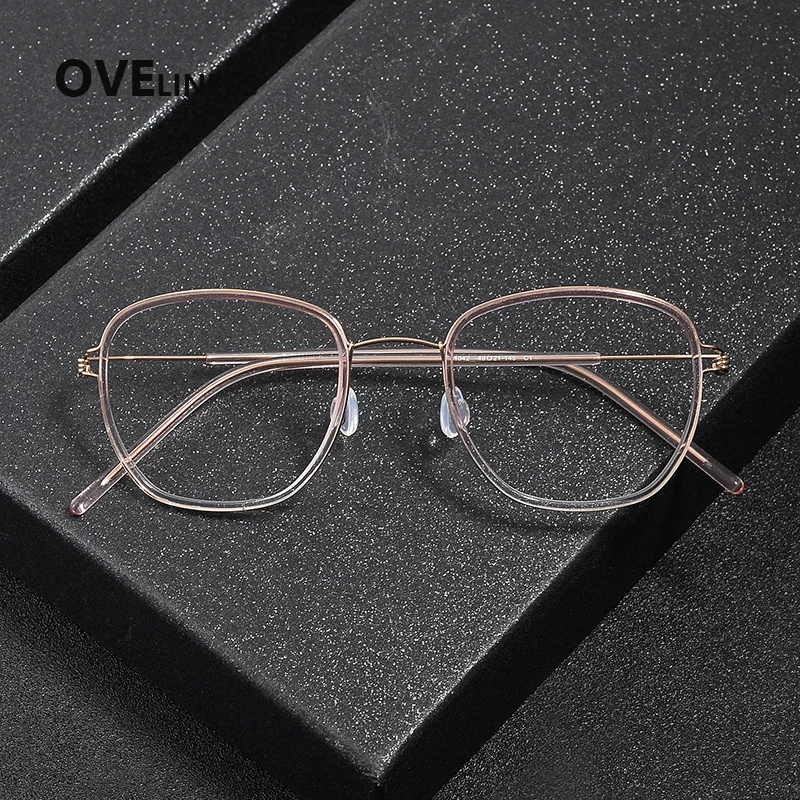 

Acetate Titanium Glasses Frame Men women Brand Design Round Korean Japanese Ultralight Eyeglasses frame Screwless male Eyewear
