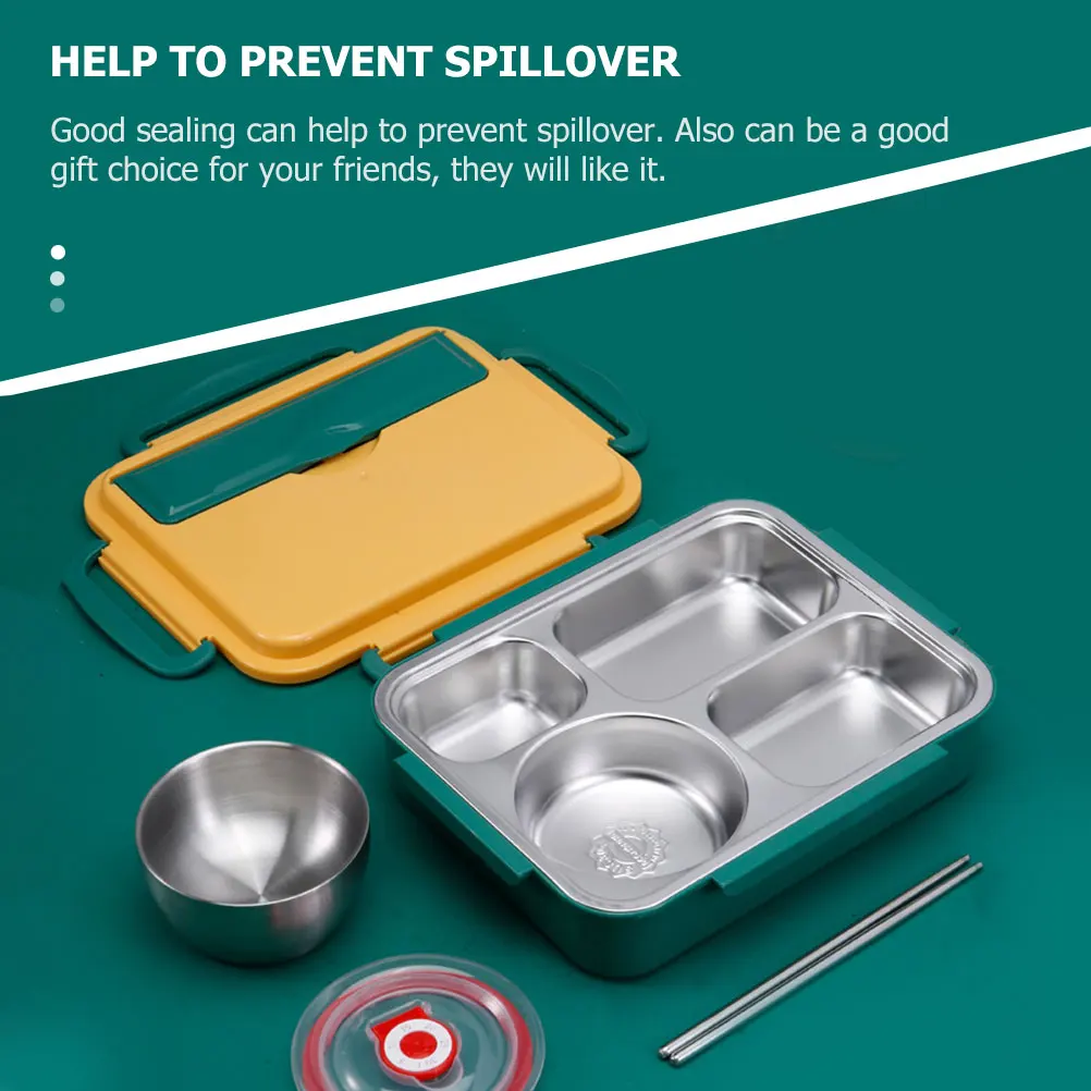 1 Set Portable Lunch Box Insulated Food Container With Divided Grid Thermal Bento Box For Work School Travel Lightweight Pp