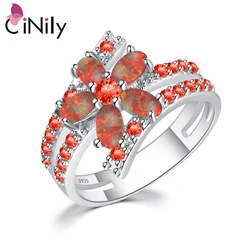 Orange Opal Rings With Stone Silver Plated Droplets Garnet Filled Ring Luxury Big Bohemia Boho Jewelry Female