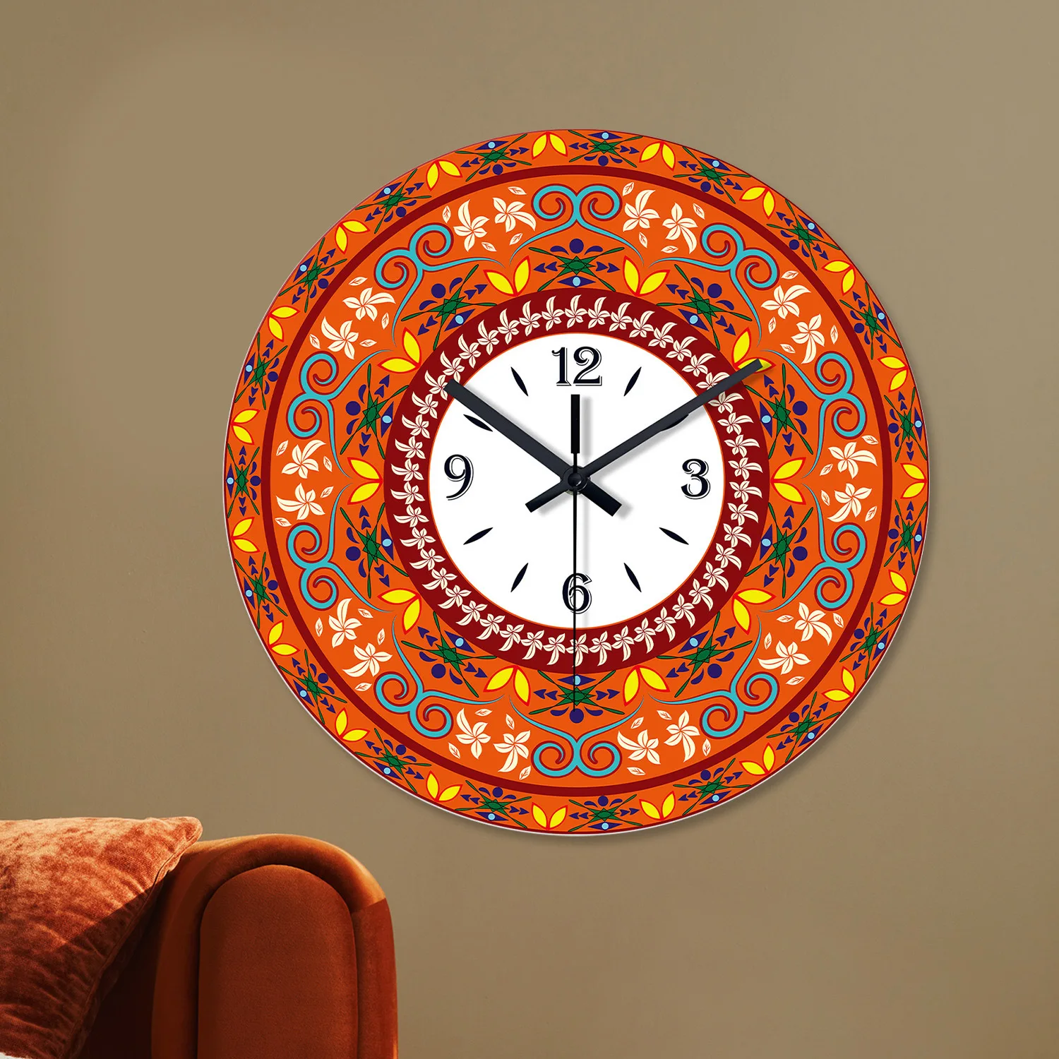 

Round Tempered Wall Clock Arabic Style Home Decorations Clocks For Living Room Kitchen Bedroom Office armoured Glass Watches