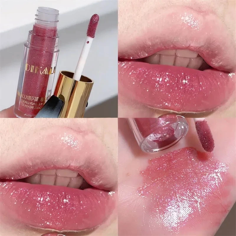 5 colori Sparkling Glitter Lip Gloss Waterproof Diamond Shimmer Glitter Liquid Lipstick Diamond Pearl Gloss Sexy Lip Cosmetics