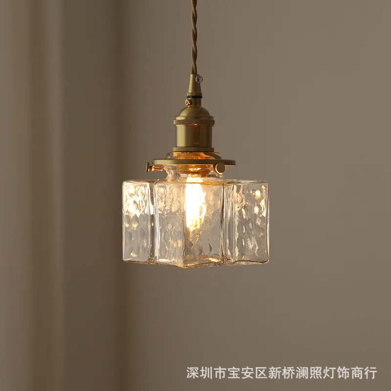 

Japanese Retro Glass Mini Chandelier - Nordic Minimalist Brass Lighting for B&B Bedside, Restaurant, Balcony & Entryway