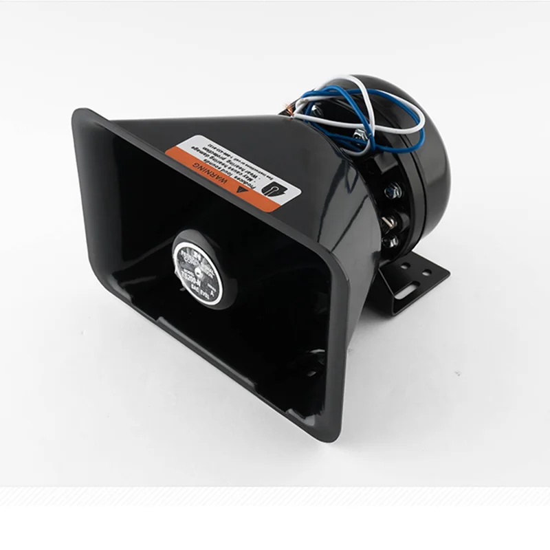 Car alarm black front horn, square mouth high decibel horn, 200W300W400W watt car mounted alarm speaker, 12V24V universal