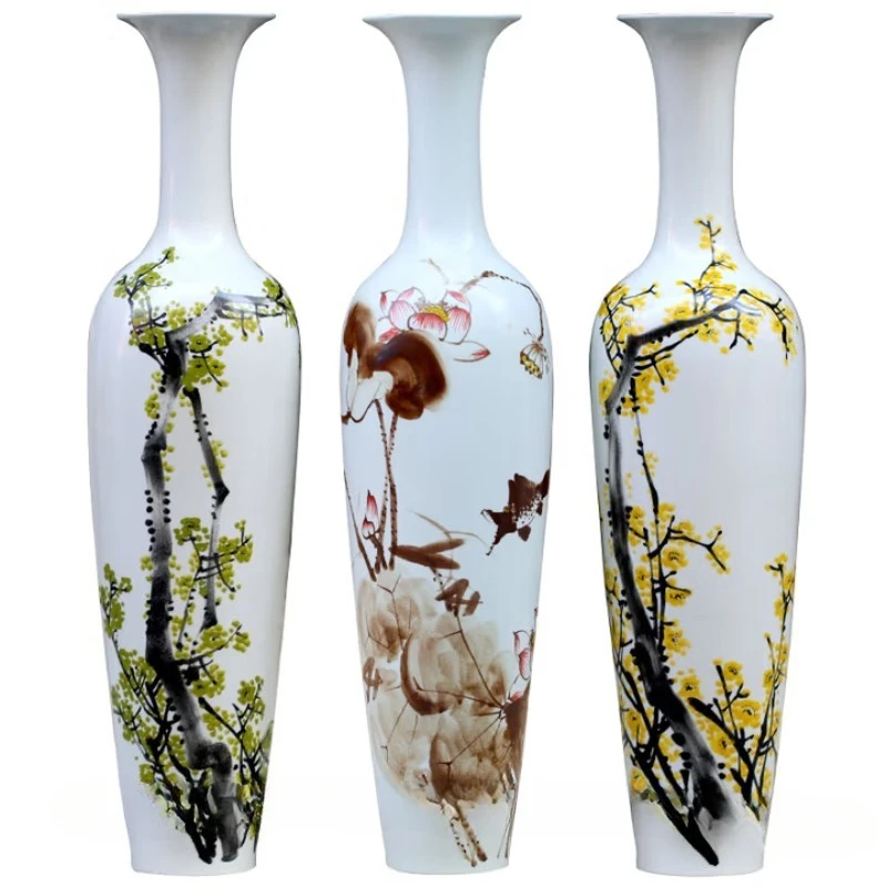 

floor-to-ceiling fresh and simple slim large vase home modern living room ornament flower arrangement porcelain vase