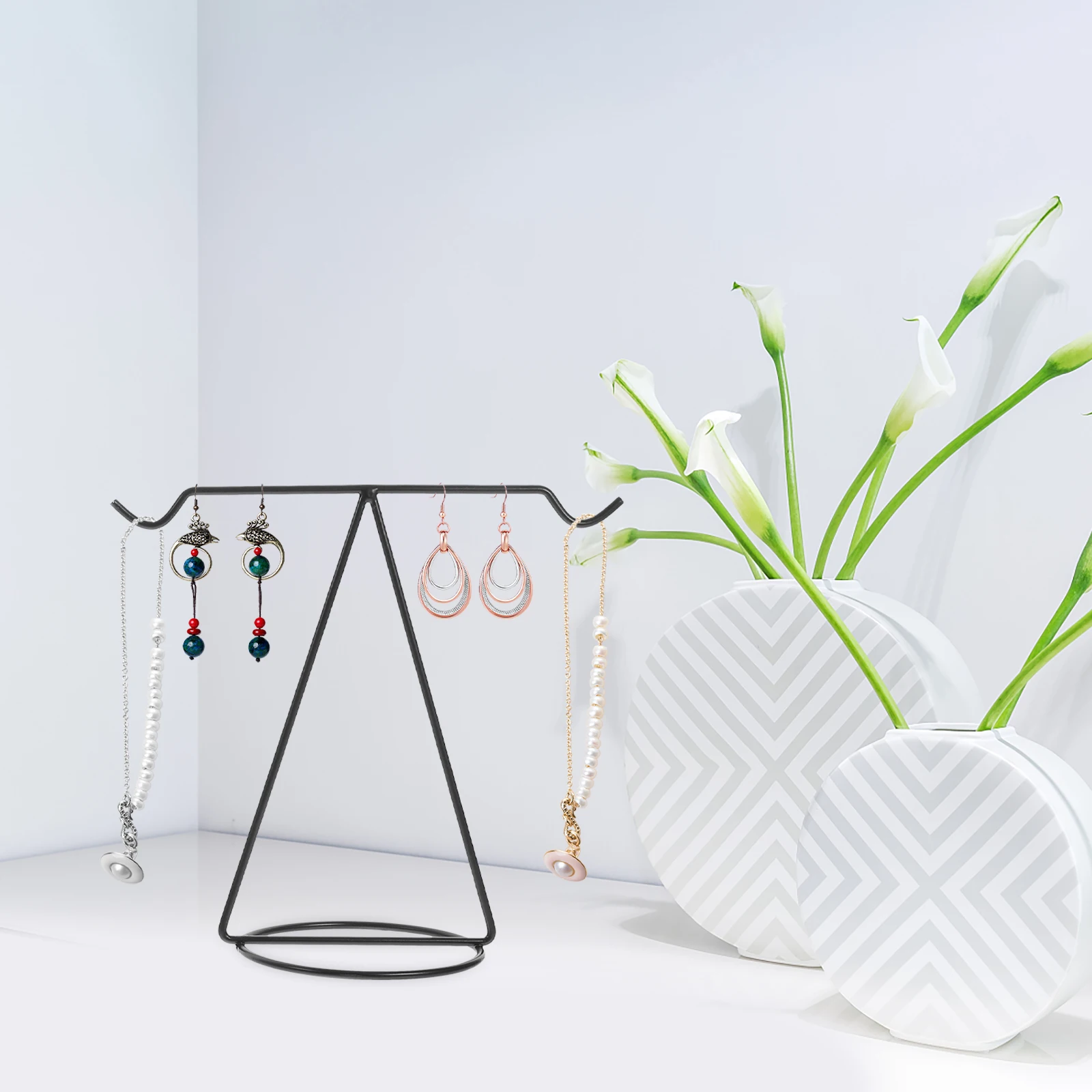 

2pcs Jewelry Display Rack Earring Organizer Stand Earrings Storage Holder For Girls Light Weight Compact Size Easy Carry