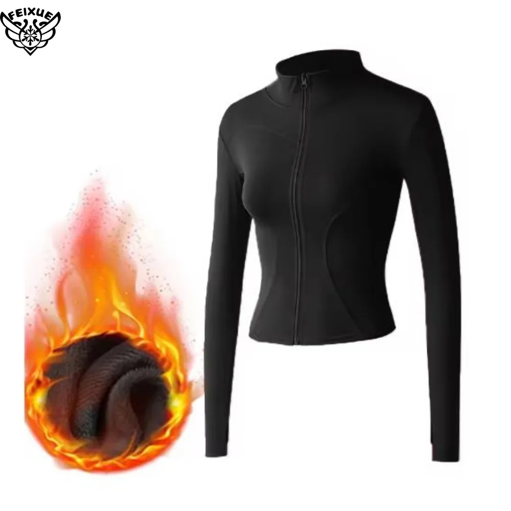 350 جرام الصوف النمساوي الشتاء الحراري ركوب الخيل سترة المرأة سستة معطف الفروسية المخملية أفخم سميكة الرياضة كم طويل