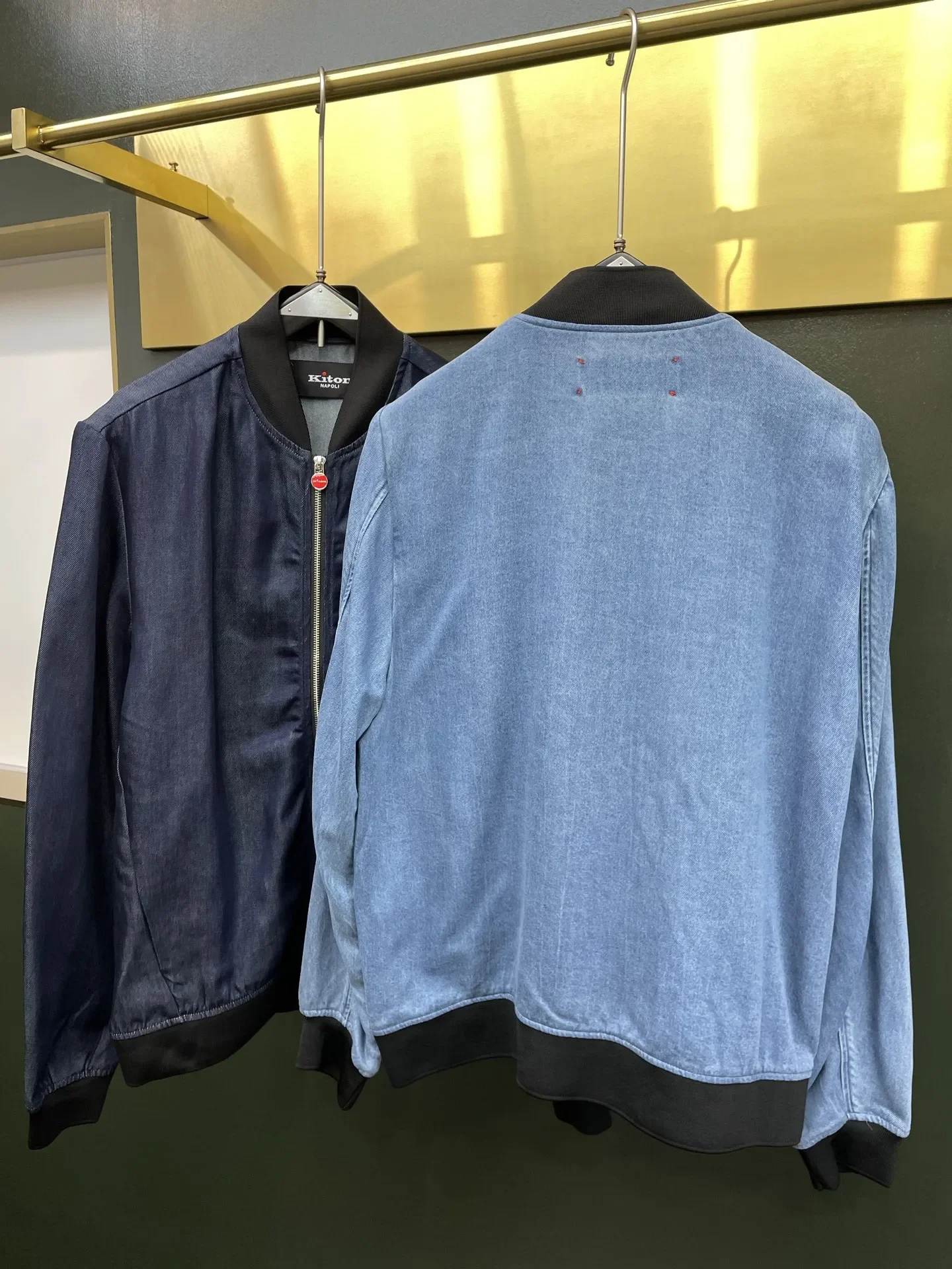 Kiton Italian denim washed cotton simple zipper men's jacket