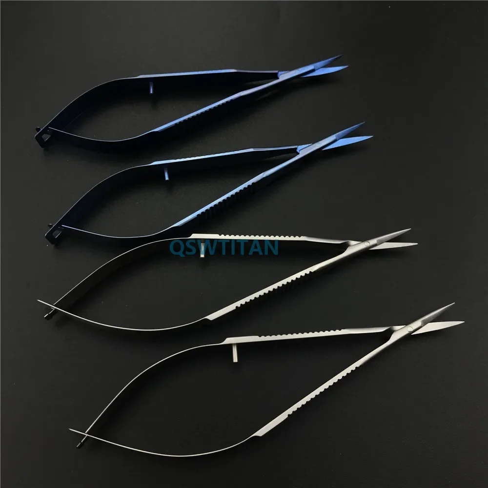 Flat Handle Eye Micro Scissors, Cirurgia Oftálmica, Aço Inoxidável, Titânio, 12.5cm