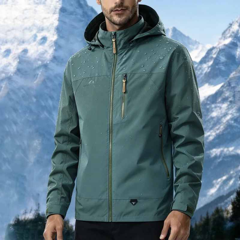 Chaquetas impermeables para senderismo con capucha, para hombre, delgadas, resistentes al viento, impermeables, cortavientos, abrigos militares y tácticos para hombre.