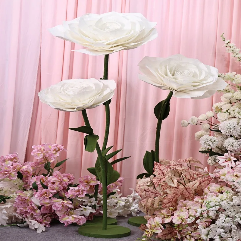Wedding large three-dimensional lace rose road flower wedding beautiful ornaments window arrangement decorative floral props
