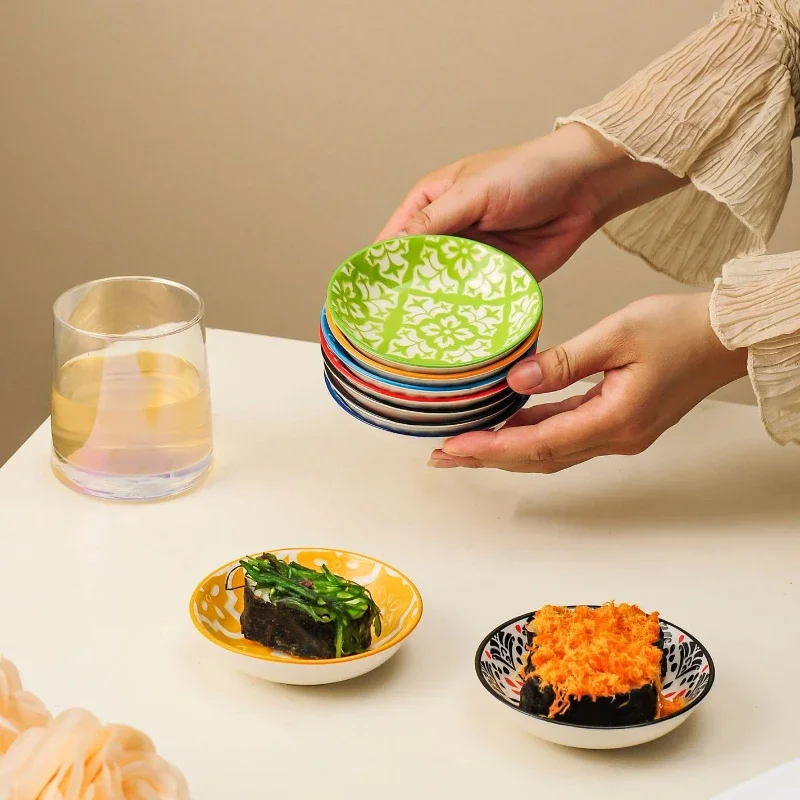 Plato de cerámica bohemio para salsa, plato para sushi, plato para salsa de soja y vinagre, para el hogar