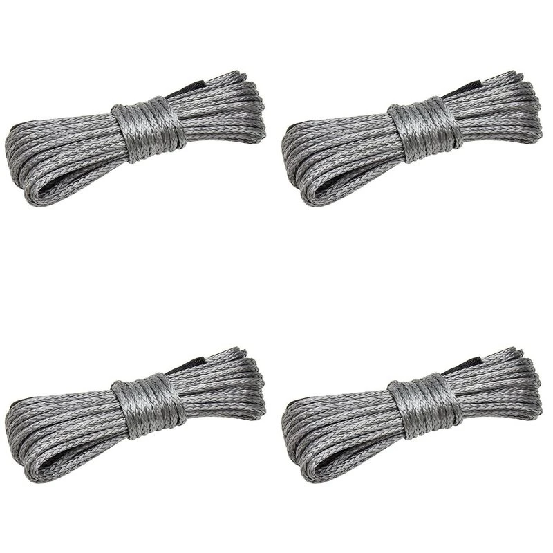 DT42-4X Synthetic Winch Rope, Grey1/4 X 50Ft Synthetic Winch Rope Line Cable For ATV SUV Truck Boat Winch
