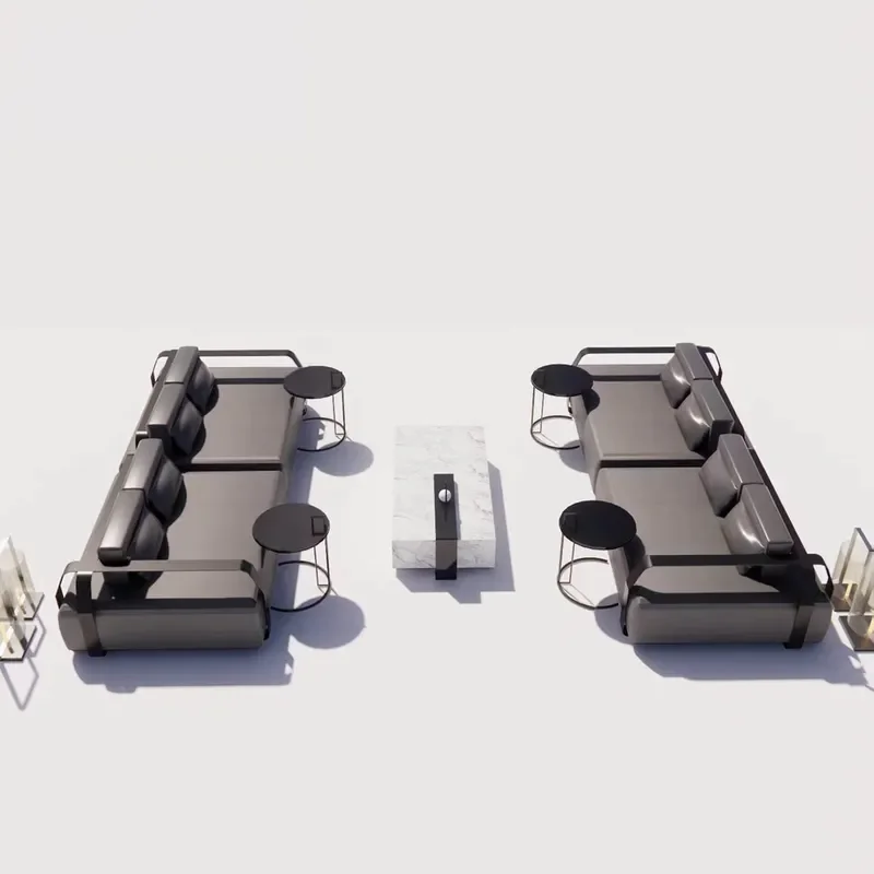 for Outdoor Stainless Steel Sofa Seat High-end Clubhouse Courtyard Villa Hotel B&B Rest Sofa with Coffee Table