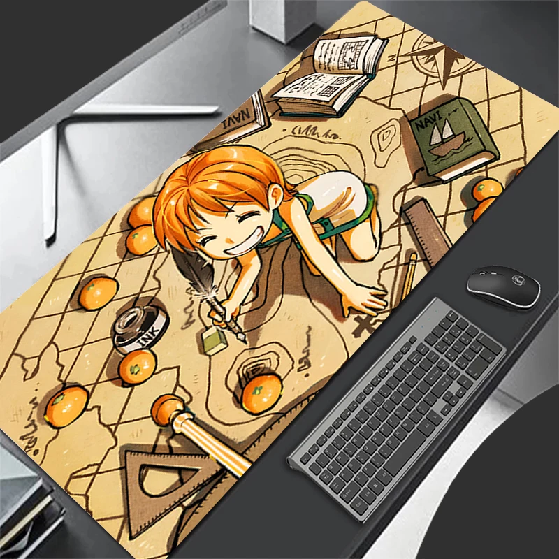 One Piece animation Nami Pattern Locking Edge MousePad Large Mouse Pad Computer Gaming Keyboardpad Rubber Mat Desk GamingCup Mat