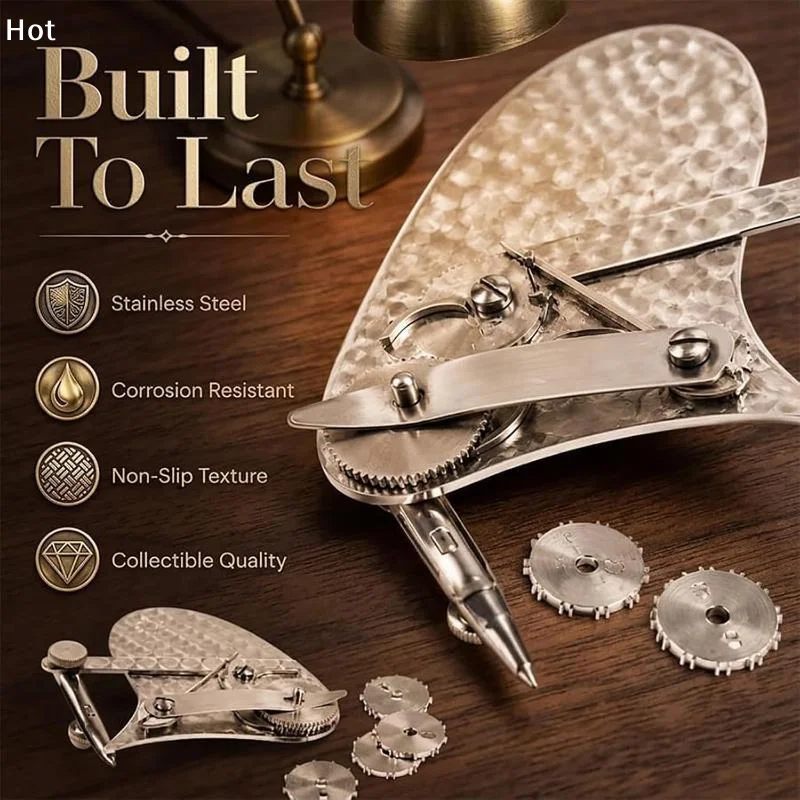 Vintage Precision Dotting Pen Set Dual Mode Mechanical Gear Train Ruling Pen Roller Wheel Drawing Dashed Lines Scriber